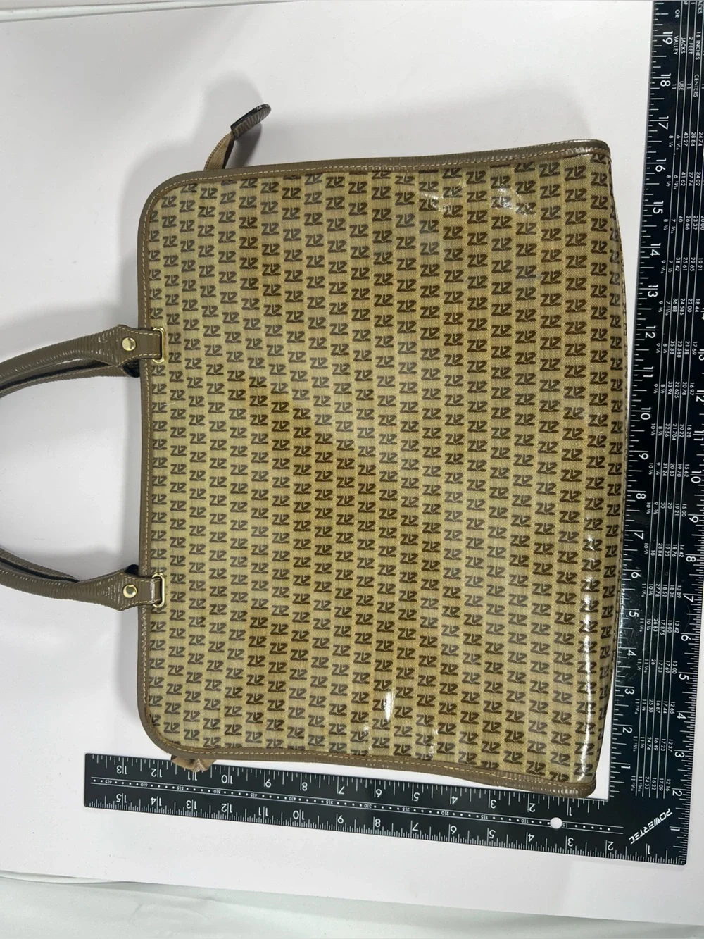 4094: Nina Ricci Monogram Coated Canvas Document Briefcase Laptop Bag